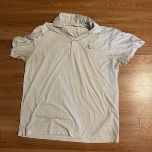 Rhoback White Polo Shirt with Blue Logo